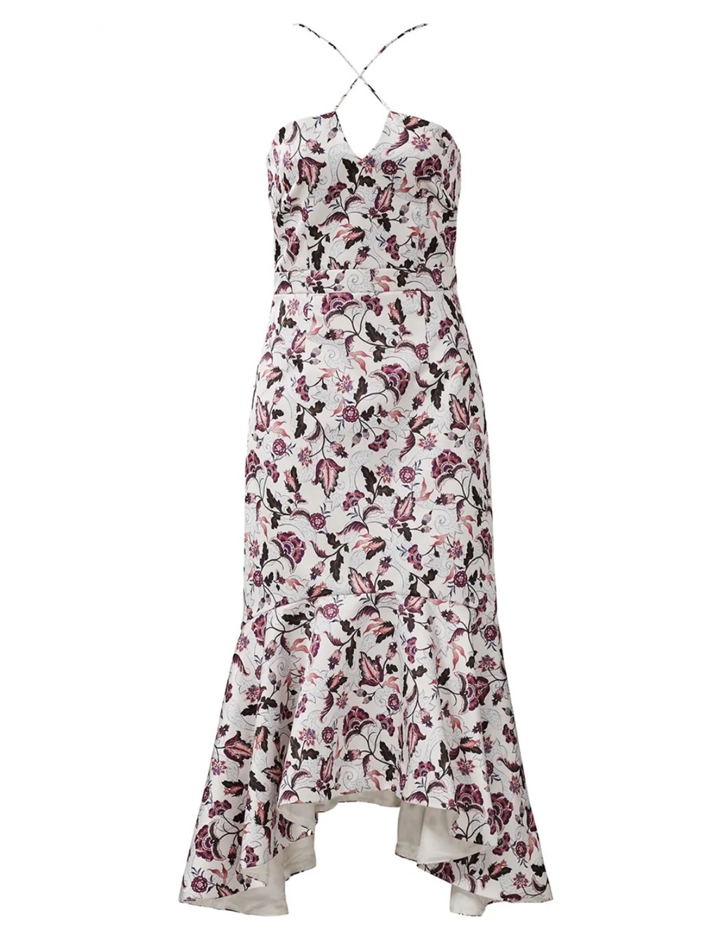 AMUR Pink and White Floral Halter Maxi Dress